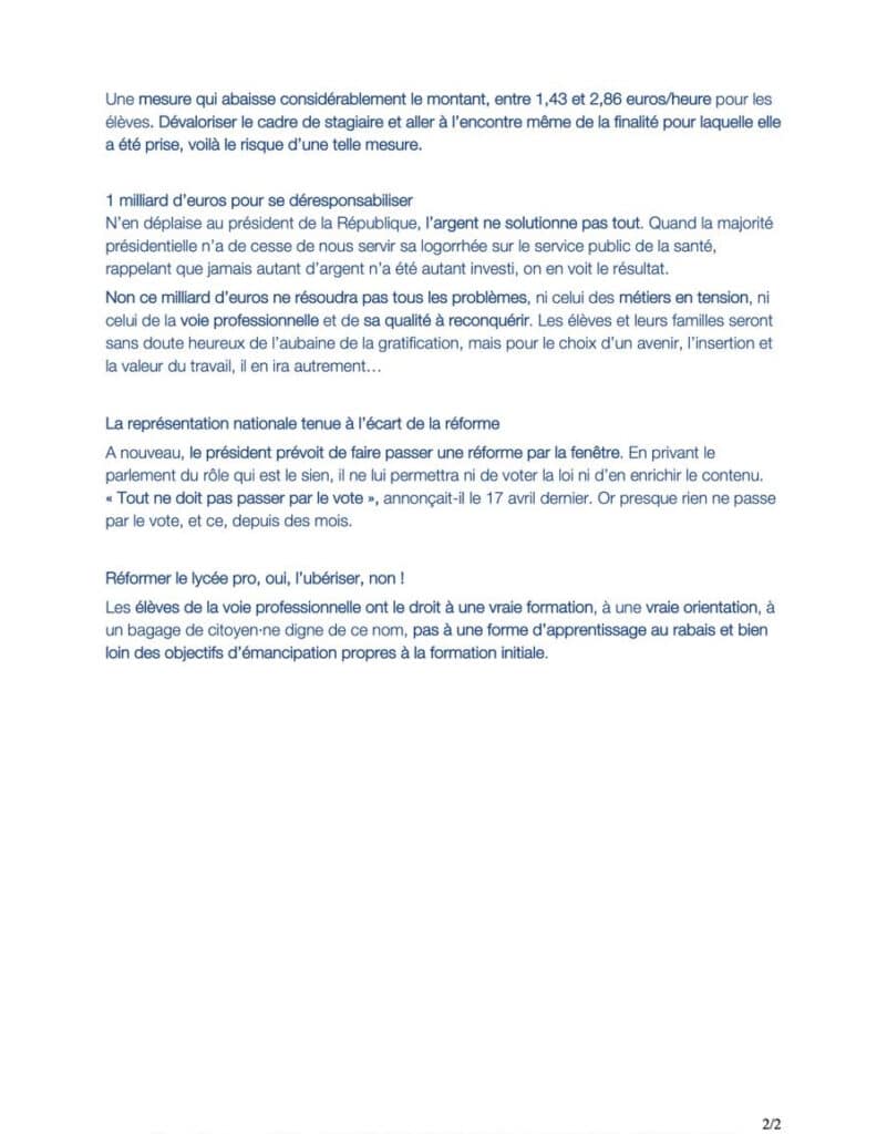 Réformer le lycée pro, oui, l’ubériser, non ! 
Les élèves de la voie professionnelle ont le droit à une vraie formation, à une vraie orientation, à un bagage de citoyen•ne digne de ce nom, pas à une forme d’apprentissage au rabais et bien loin des objectifs d’émancipation propres à la formation initiale.