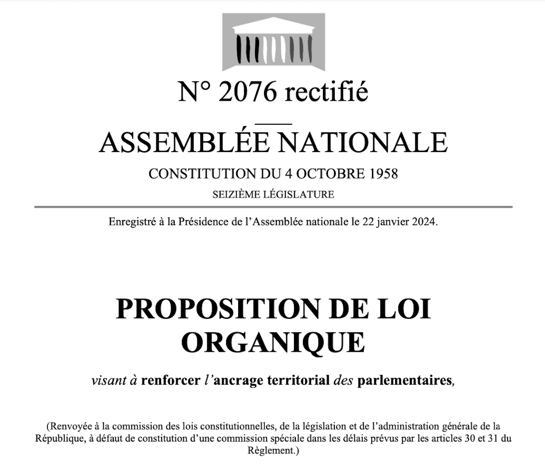 Proposition de loi organique du groupe Horizons pour le retour du cumul des mandats